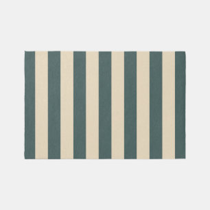Green And Cream Vertical Stripes Rug