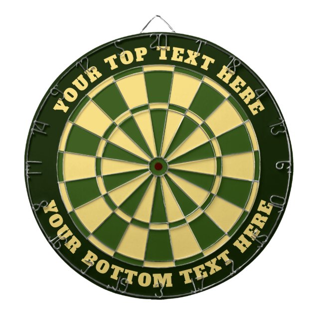 Green and Cream Yellow Dartboard with Custom Text (Front)