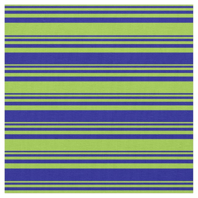 Green and Dark Blue Lined/Striped Pattern Fabric (Close Up)