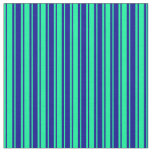 [ Thumbnail: Green and Dark Blue Striped/Lined Pattern Fabric ]