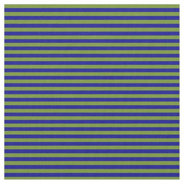 Green and Dark Blue Striped/Lined Pattern Fabric (Close Up)