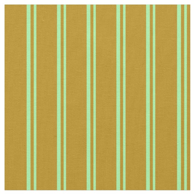 Green and Dark Goldenrod Colored Lines Fabric (Close Up)