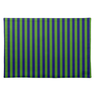 Green and Dark Navy Blue Vertical Stripe Cloth Placemat