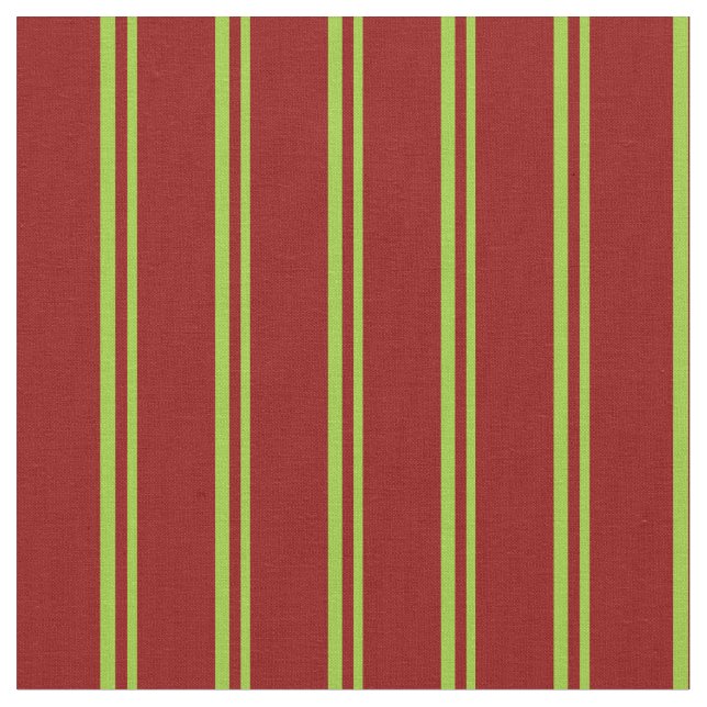 Green and Dark Red Stripes/Lines Pattern Fabric (Close Up)