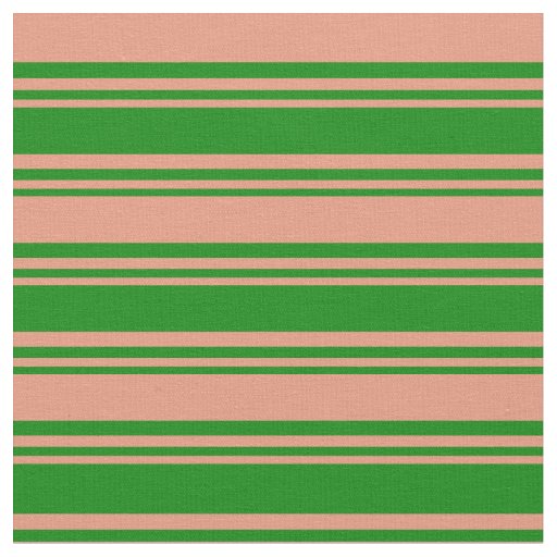 Green and Dark Salmon Lines/Stripes Pattern Fabric