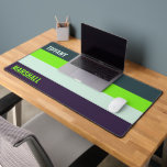 Green and Deep Plum Stripes Pattern Name Desk Mat<br><div class="desc">Add a bold and stylish touch to your workspace with the Green and Deep Plum Stripes Pattern Desk Mat. Featuring a striking striped design in vibrant green and rich deep plum, this desk mat provides a smooth surface for your keyboard and mouse while enhancing your desk with a modern and...</div>