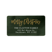 Green and Faux Foil Christmas Return Address Label (Front)