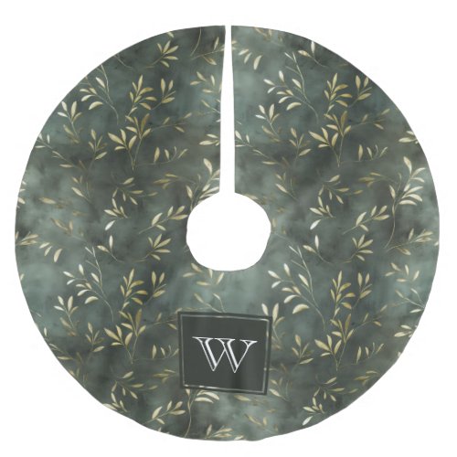 Green and Faux Gold Olive Leaf Tree Skirt