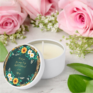 Green and Floral Wreath Frame Customizable Candle Mini Candle Favors
