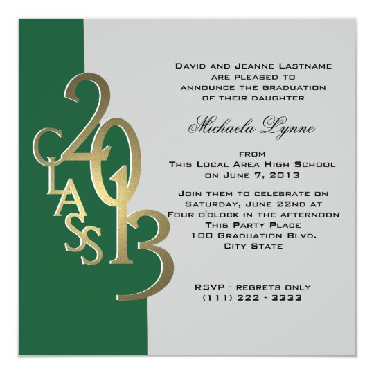 Green and Gold 2013 Photo Graduation Invitation