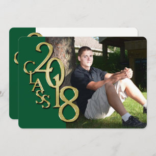Green and Gold 2018 Graduation Invitation