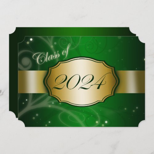 Green and Gold 2024 Graduation Party Invitation