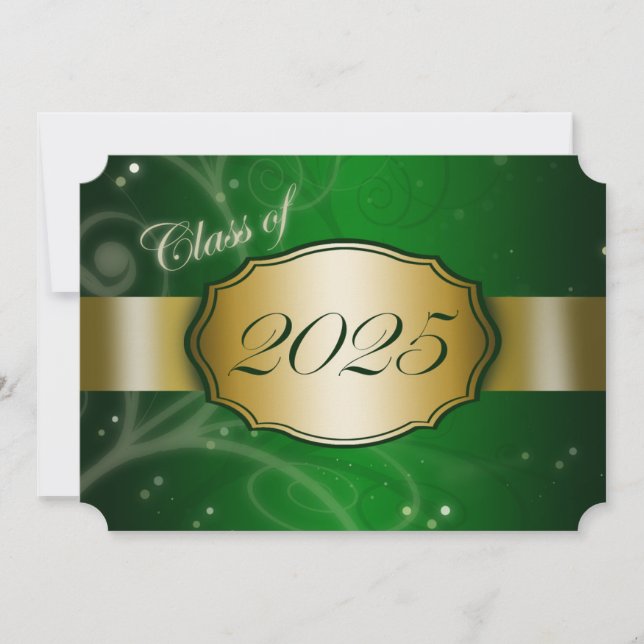 Green and Gold 2025 Graduation Invitation (Front)