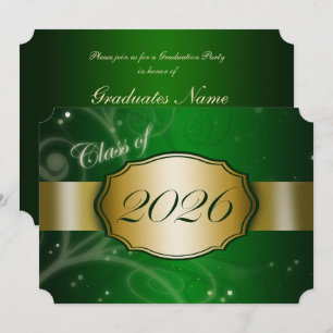 Green and Gold 2026 Graduation Party Invitation
