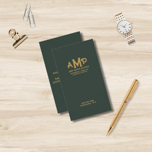 Green and Gold 3 Letter Monogram Business Logo  Card