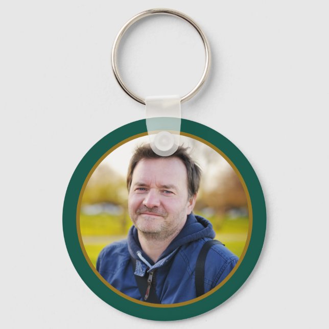 Green And Gold 50 Birthday Party Favors Photo  Keychain (Back)
