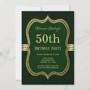 Green and Gold 50th Birthday Party Invitation
