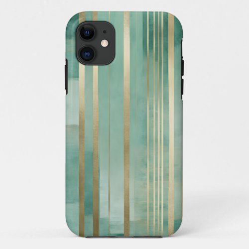 Green and Gold Abstract 1 iPhone 11 Case
