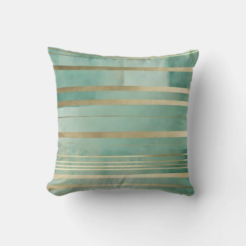 Green and Gold Abstract 1 Throw Pillow