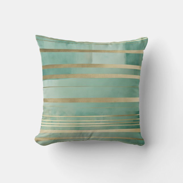 Green and Gold Abstract #1 Throw Pillow (Front)