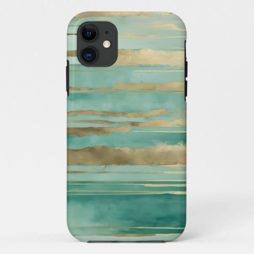 Green and Gold Abstract 2 iPhone 11 Case