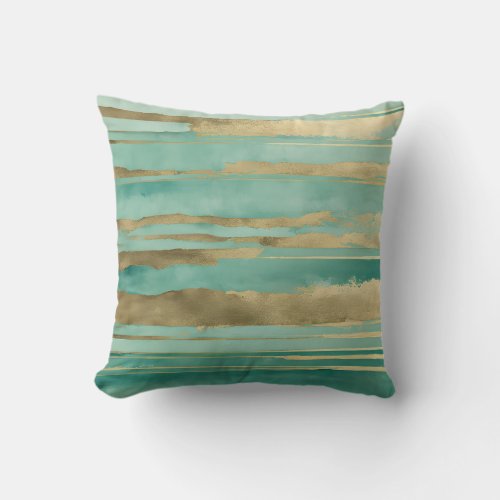 Green and Gold Abstract 2 Throw Pillow