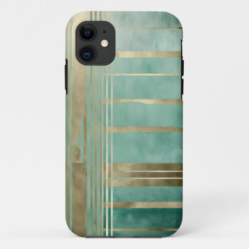 Green and Gold Abstract 3 iPhone 11 Case