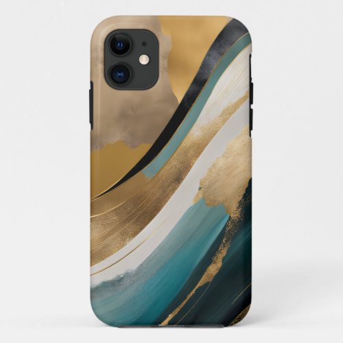 Green and Gold Abstract 4 iPhone 11 Case