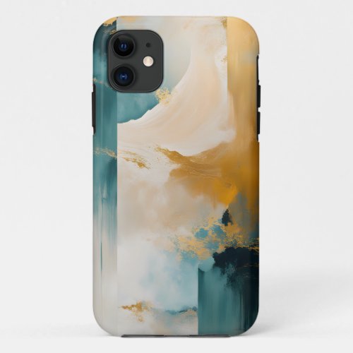 Green and Gold Abstract 5 iPhone 11 Case