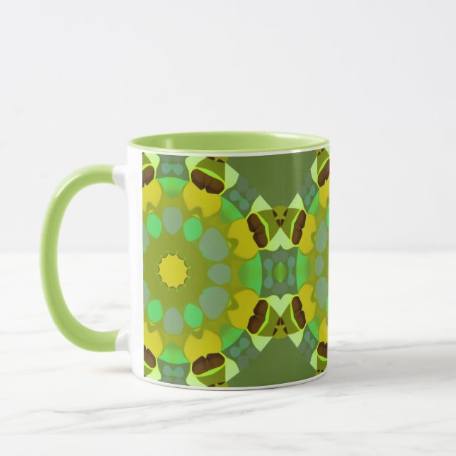 Green and Gold Abstract Coffee Mug (Left)