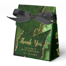 Green and Gold Agate Birthday Thank You Favor Boxes