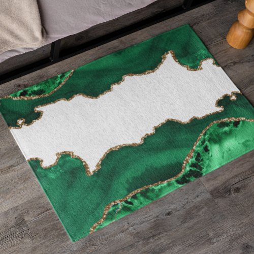 Green and Gold Agate Stone look Rug