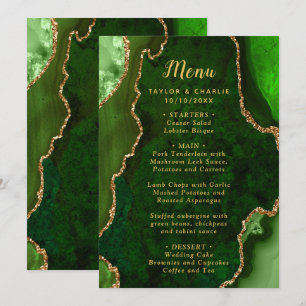 Green and Gold Agate Wedding Menu