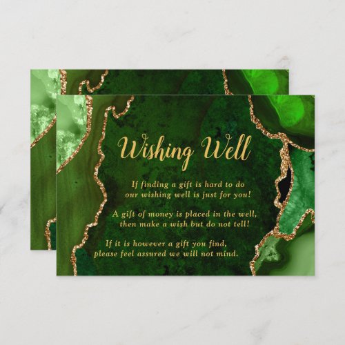 Green and Gold Agate Wedding Wishing Well Enclosure Card