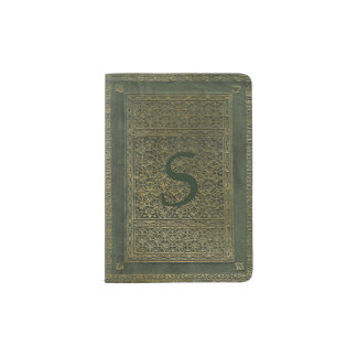 Green and Gold Antique Look Passport Holder