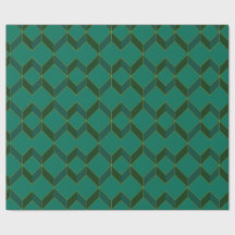 Green and gold Art Deco diamond Wrapping paper