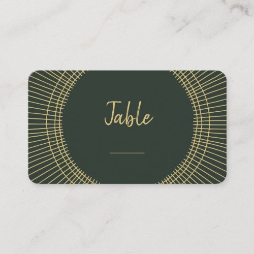 Green and gold art nouveau table number place card