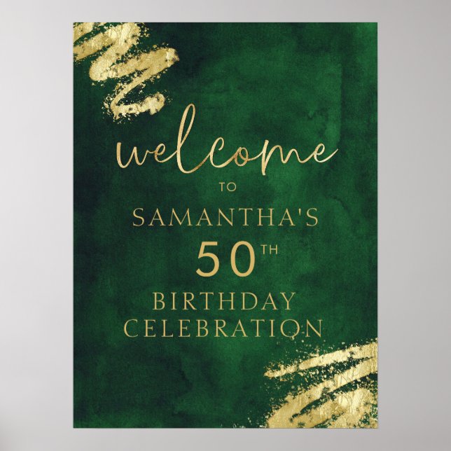 Green and Gold Birthday Welcome Poster 18x24 (Front)