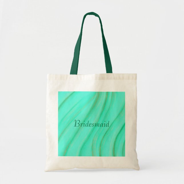 Green and gold blends, Bridesmaid tote bags (Front)
