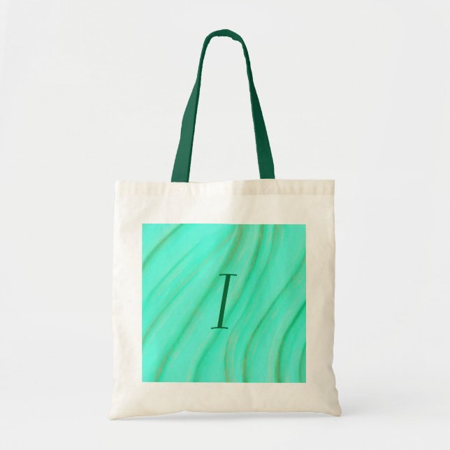 Green and gold blends, Monogram tote bags (Front)