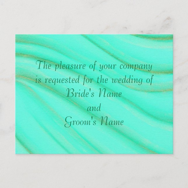 Green and Gold Blends Wedding Invitation Postcards (Front)