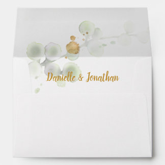 Green and Gold Botanical Monogram Greenery Envelope