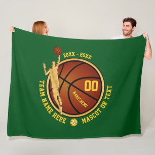 Green and Gold Boys basketball Senior Night Gifts Fleece Blanket
