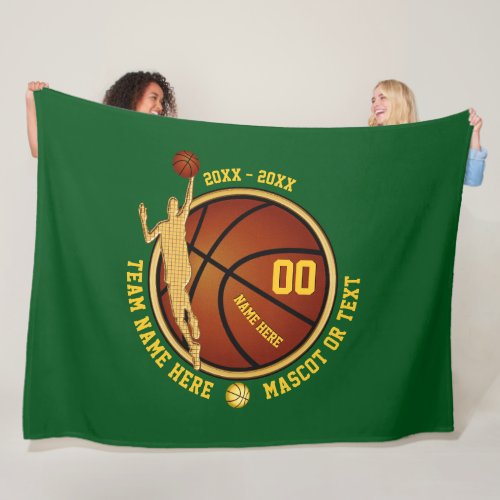 Green and Gold Boys basketball Senior Night Gifts Fleece Blanket