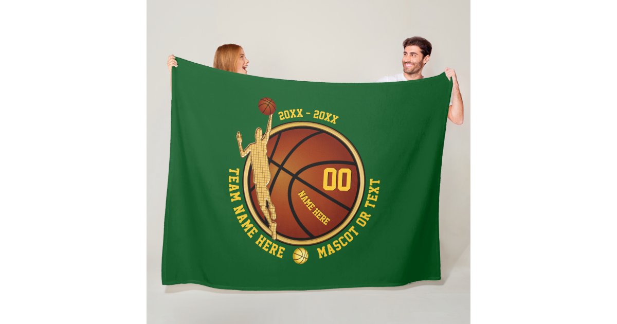 Green And Gold Boys Basketball Senior Night Gifts Fleece Blanket