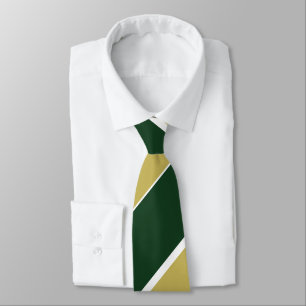 Green and Gold Broad Regimental Stripe Tie