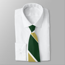 Green and Gold Broad University Stripe Tie