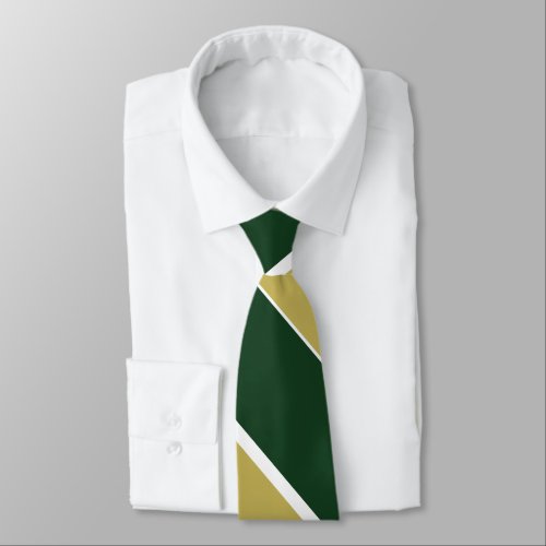 Green and Gold Broad University Stripe Tie