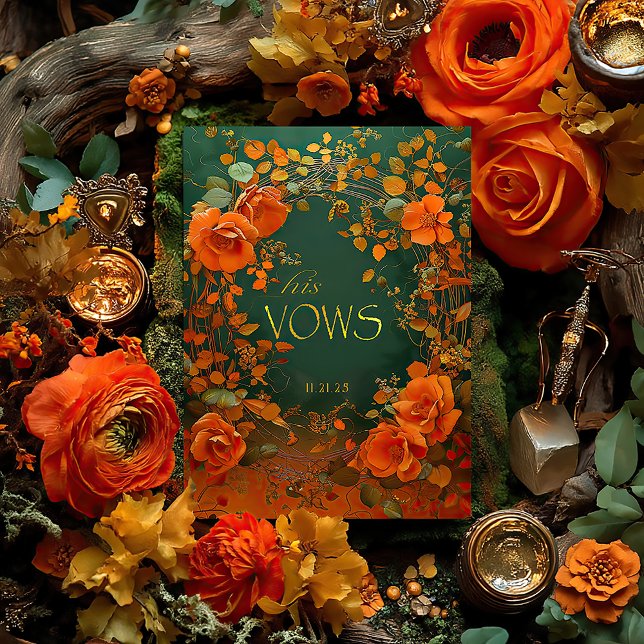 Green and Gold Celtic His Vows Wedding Card (Enchanting Druid Hills His Vows Card )
