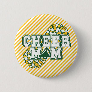 Green and Gold Cheer Mom Button